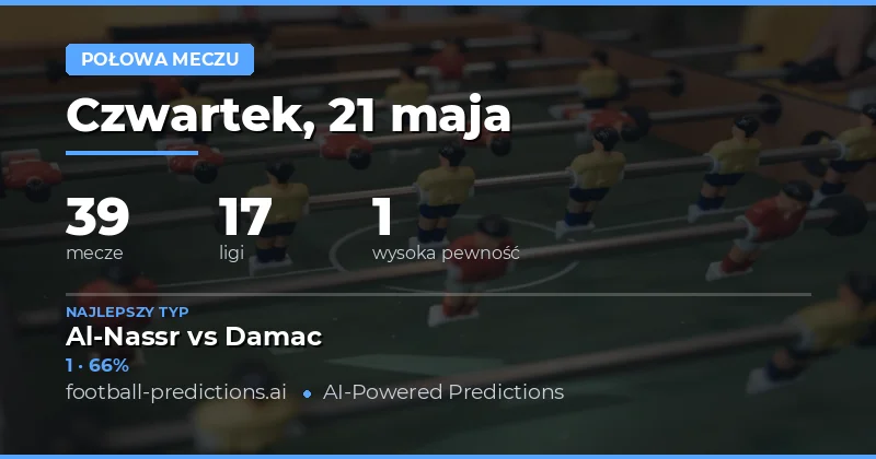 Przewidywania wyników połówkowych na 21 maja 2026