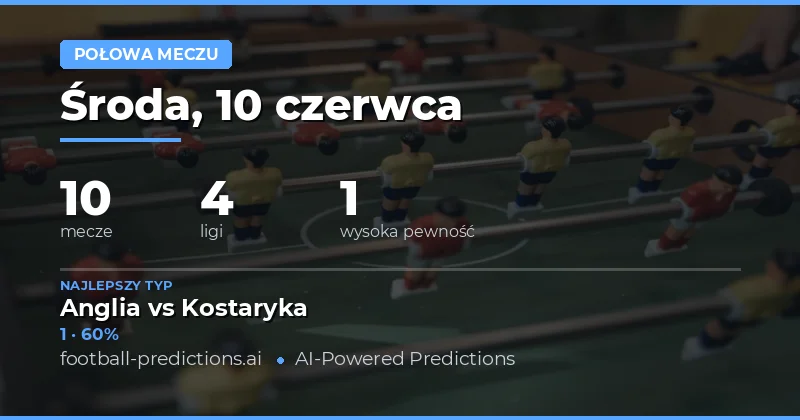 Połowa meczu — Typy i Prognozy Piłkarskie — Środa, 10 czerwca, 2026