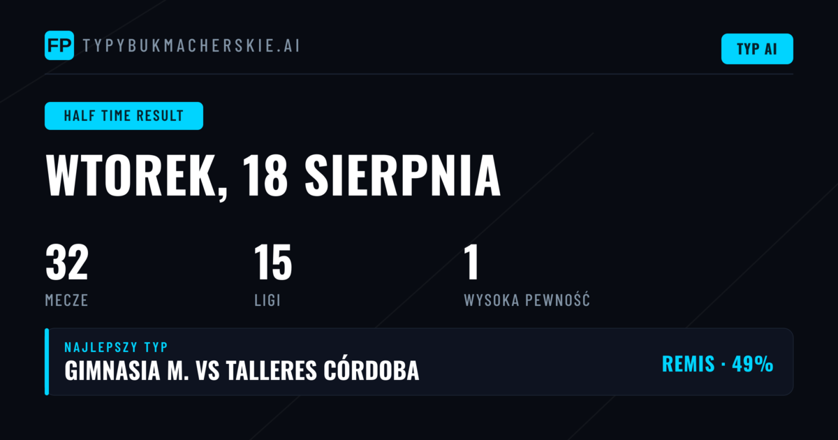 Top HT/FT Picks na 18 sierpnia 2026