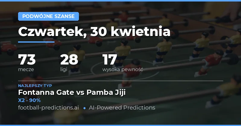 Najlepsze przewidywania Double Chance na 30 kwietnia 2026