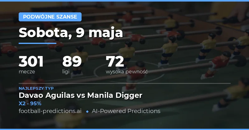 Najlepsze przewidywania Double Chance na 9 maja 2026