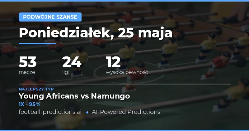 Najlepsze prognozy typu Double Chance na 25 maja 2026