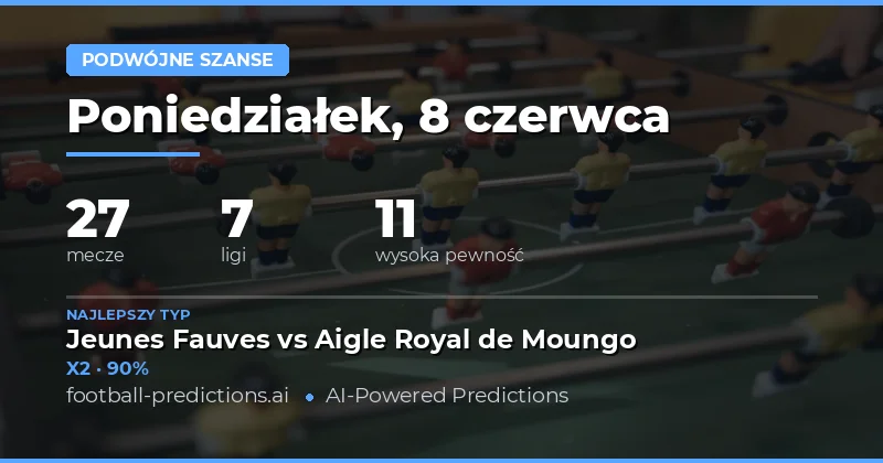 Typy Double Chance na 8 czerwca 2026 — przegląd najlepszych okazji
