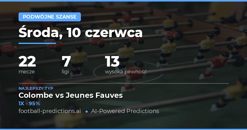 Najlepsze typy Podwójna Szansa na 10 czerwca 2026