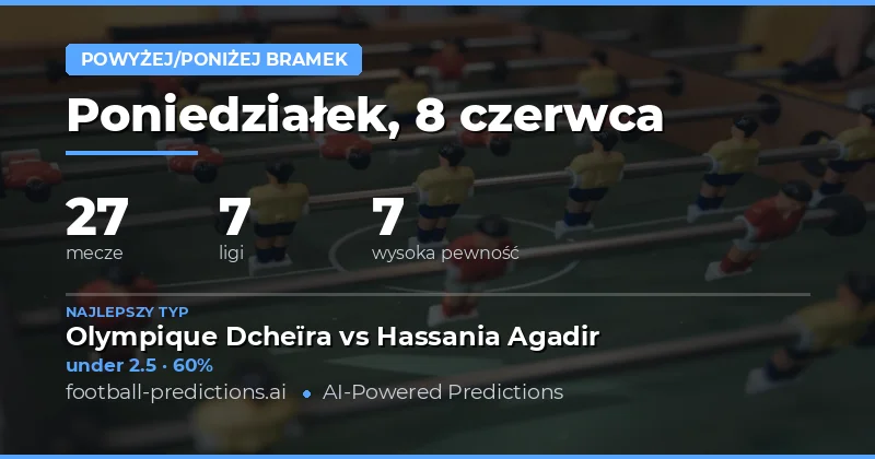 Typy Over/Under na 8 czerwca 2026 — przegląd najciekawszych meczów