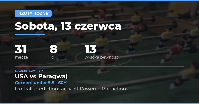 Top Corners O/U Picks (13 Jun 2026)