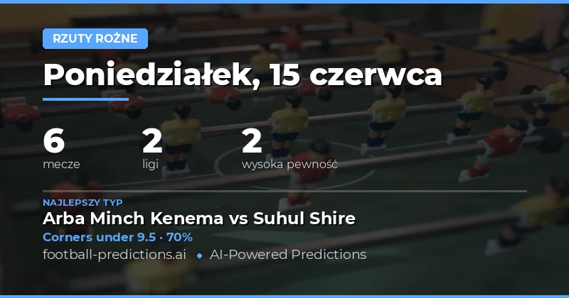 Najlepsze typy O/U na rogi na 15 czerwca 2026