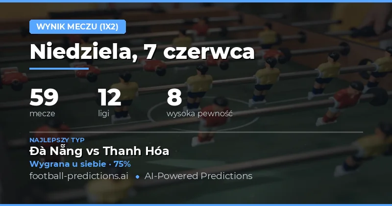 Przegląd typów na wynik meczu (1X2) – 7 czerwca 2026