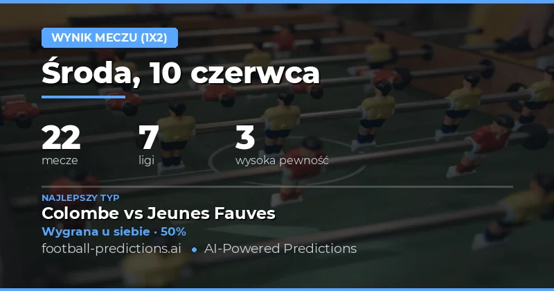 Wynik meczu (1X2) — Typy i Prognozy Piłkarskie — Środa, 10 czerwca, 2026