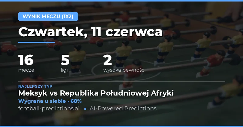 Top 1X2 Picks na dziś (11 czerwca 2026)