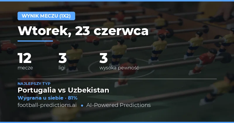 Najlepsze typy 1X2 na 23 czerwca 2026