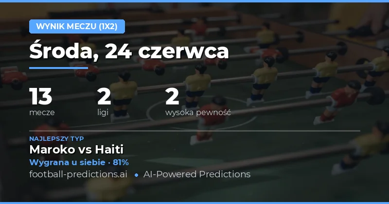 Najlepsze typy 1X2 na 24 czerwca 2026