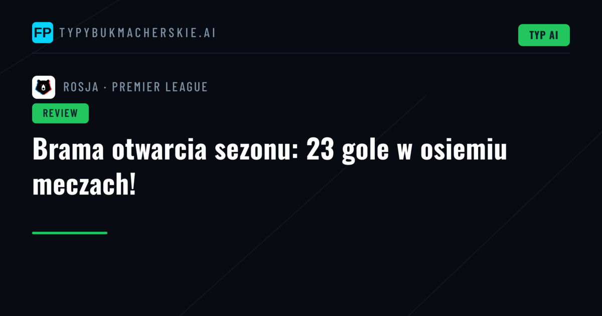 Brama otwarcia sezonu: 23 gole w osiemiu meczach!