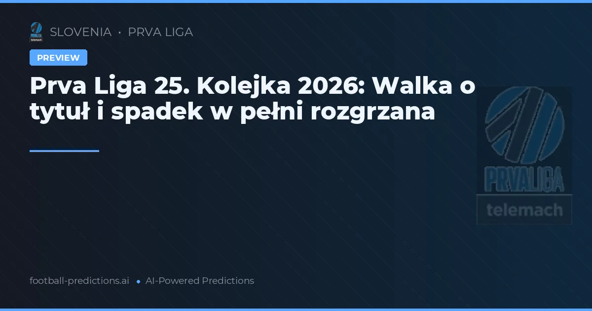 Prva Liga 25. Kolejka 2026: Walka o tytuł i spadek w pełni rozgrzana