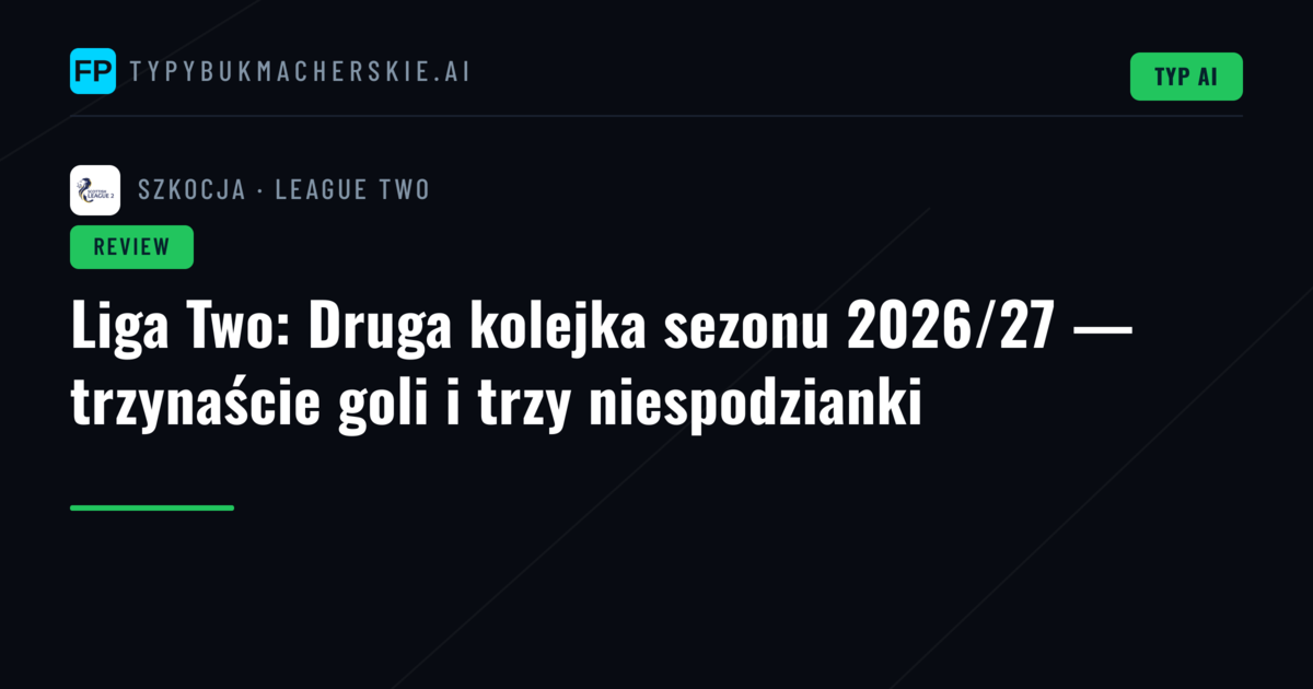 Liga Two: Druga kolejka sezonu 2026/27 — trzynaście goli i trzy niespodzianki