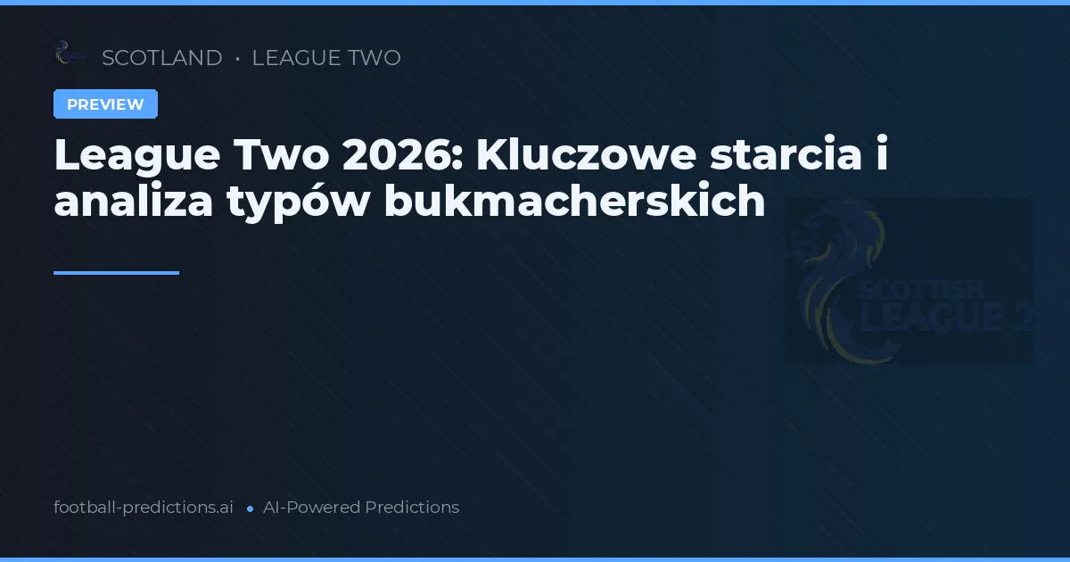 League Two 2026: Kluczowe starcia i analiza typów bukmacherskich