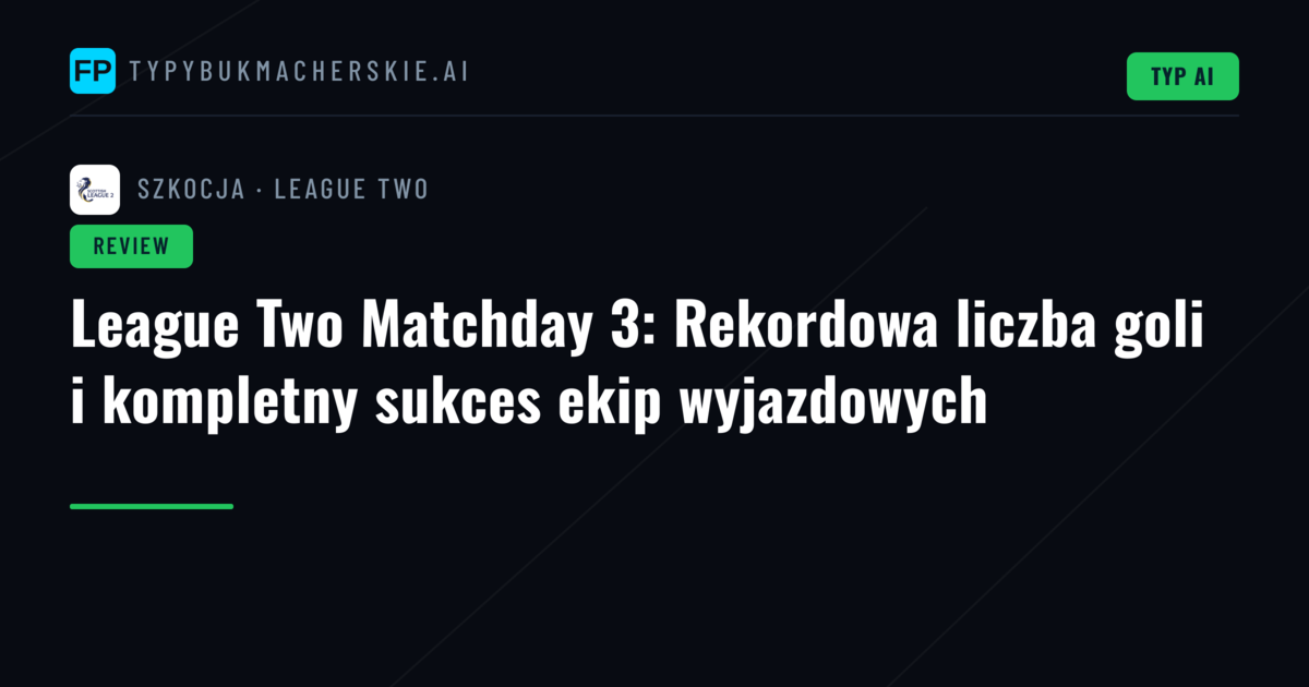 League Two Matchday 3: Rekordowa liczba goli i kompletny sukces ekip wyjazdowych