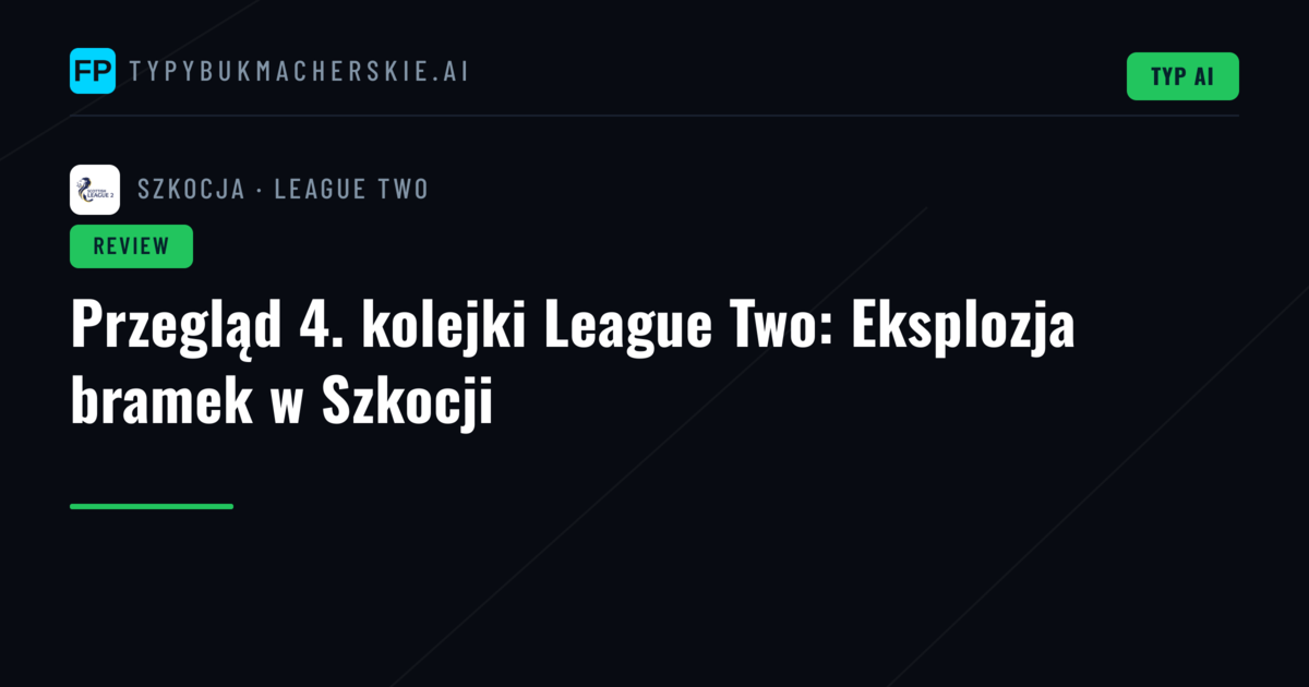Przegląd 4. kolejki League Two: Eksplozja bramek w Szkocji