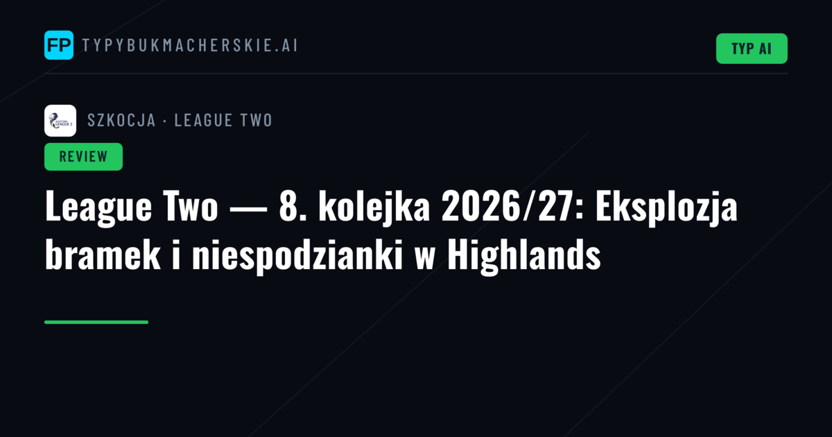 League Two — 8. kolejka 2026/27: Eksplozja bramek i niespodzianki w Highlands
