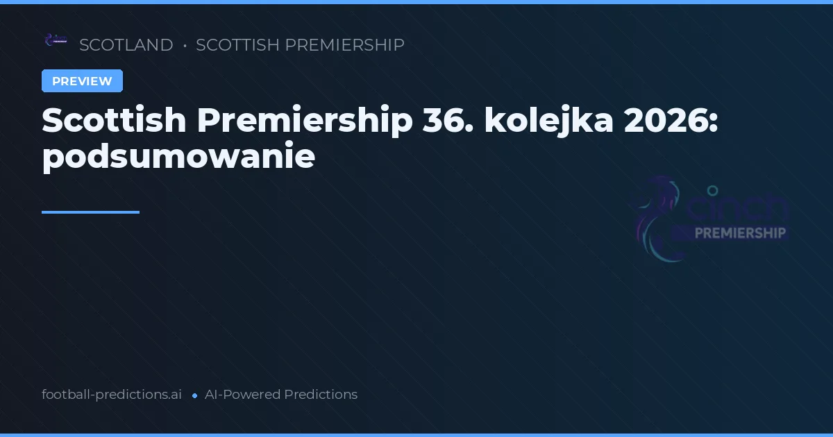 Scottish Premiership 36. kolejka 2026: podsumowanie