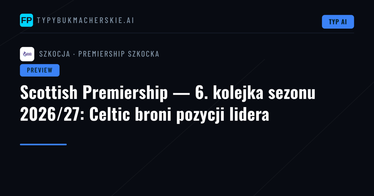 Scottish Premiership — 6. kolejka sezonu 2026/27: Celtic broni pozycji lidera