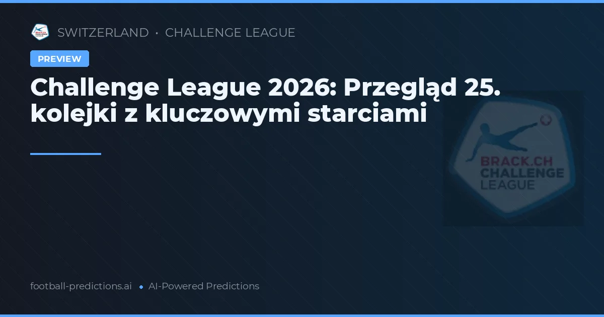 Challenge League 2026: Przegląd 25. kolejki z kluczowymi starciami