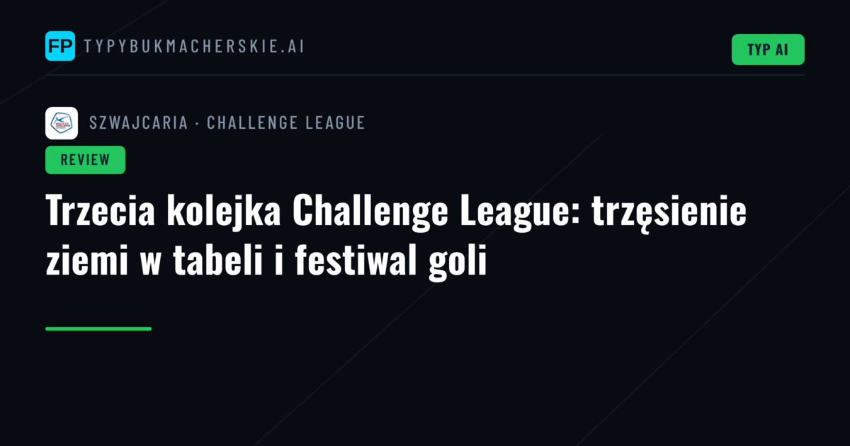 Trzecia kolejka Challenge League: trzęsienie ziemi w tabeli i festiwal goli