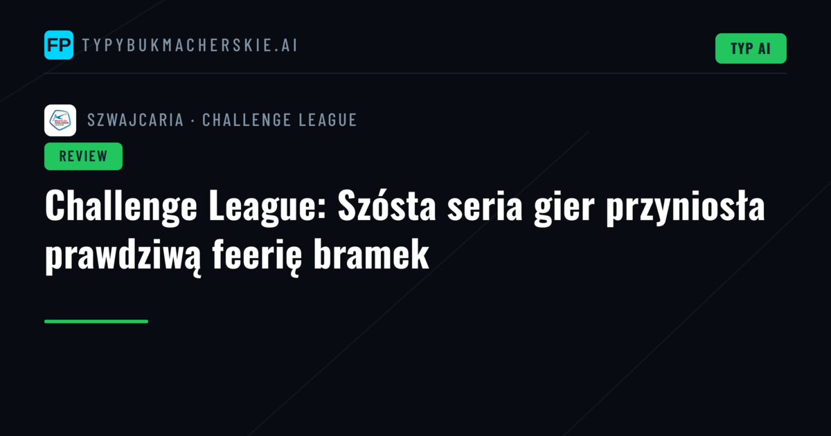 Challenge League: Szósta seria gier przyniosła prawdziwą feerię bramek