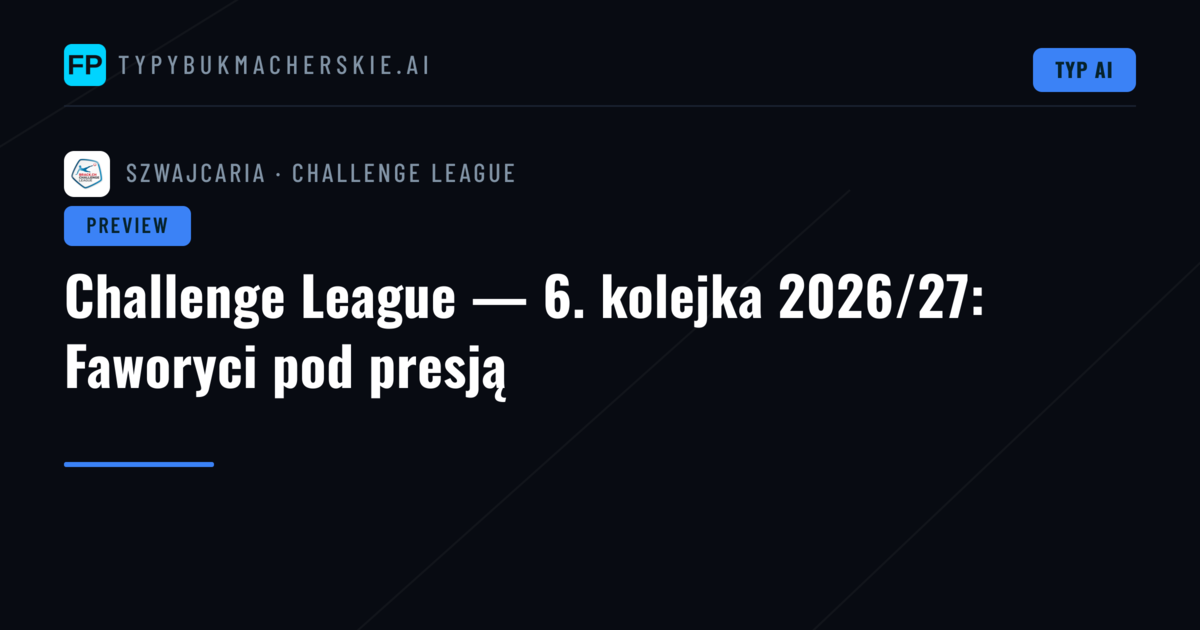 Challenge League — 6. kolejka 2026/27: Faworyci pod presją