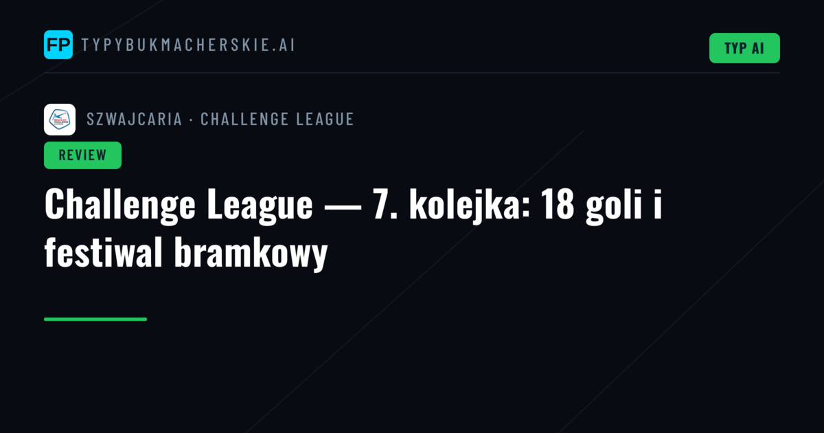 Challenge League — 7. kolejka: 18 goli i festiwal bramkowy