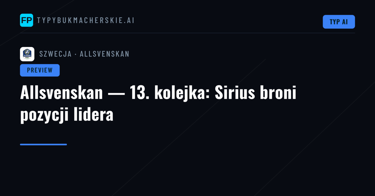 Allsvenskan — 13. kolejka: Sirius broni pozycji lidera