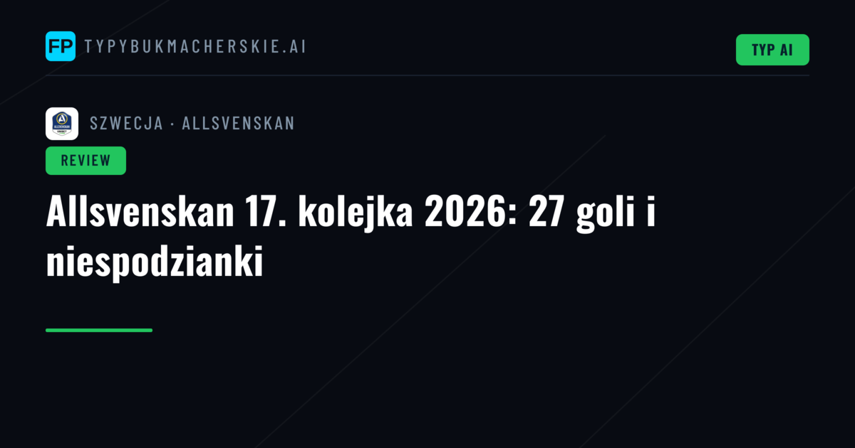 Allsvenskan 17. kolejka 2026: 27 goli i niespodzianki