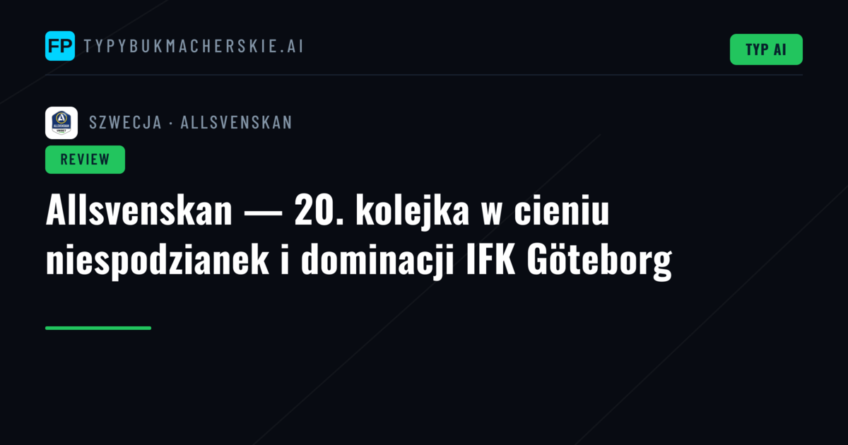 Allsvenskan — 20. kolejka w cieniu niespodzianek i dominacji IFK Göteborg