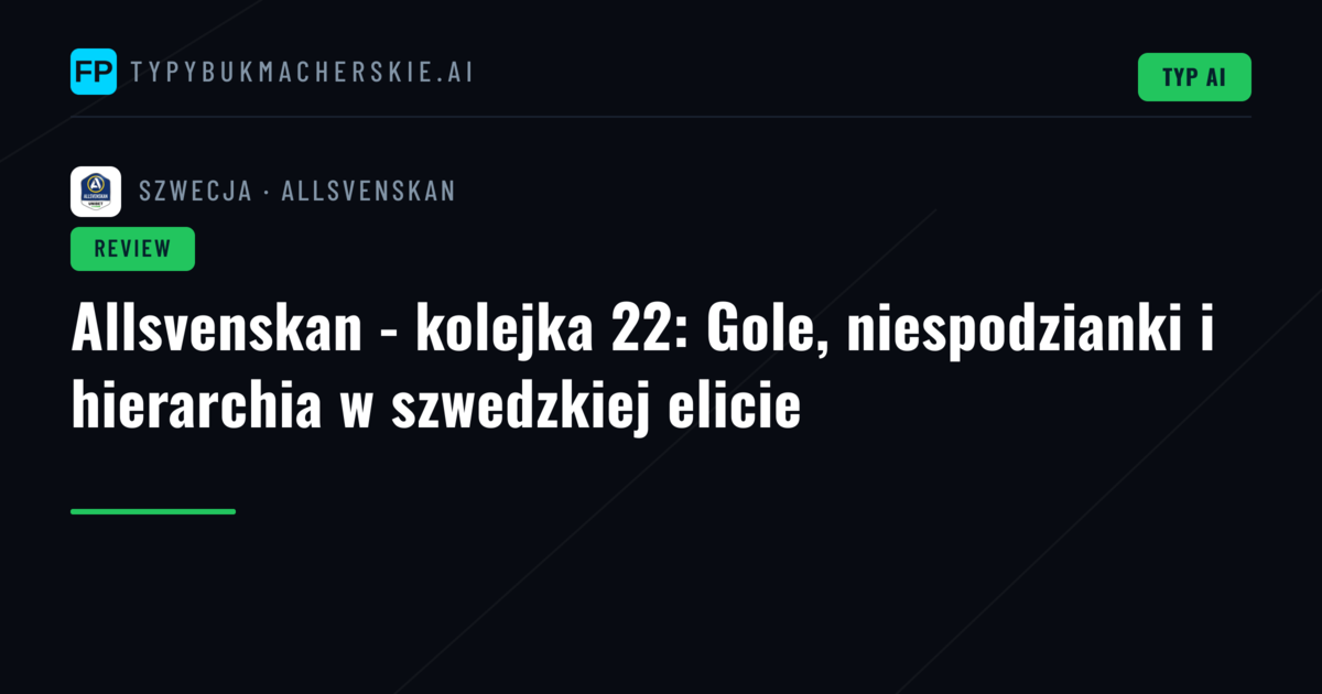 Allsvenskan - kolejka 22: Gole, niespodzianki i hierarchia w szwedzkiej elicie