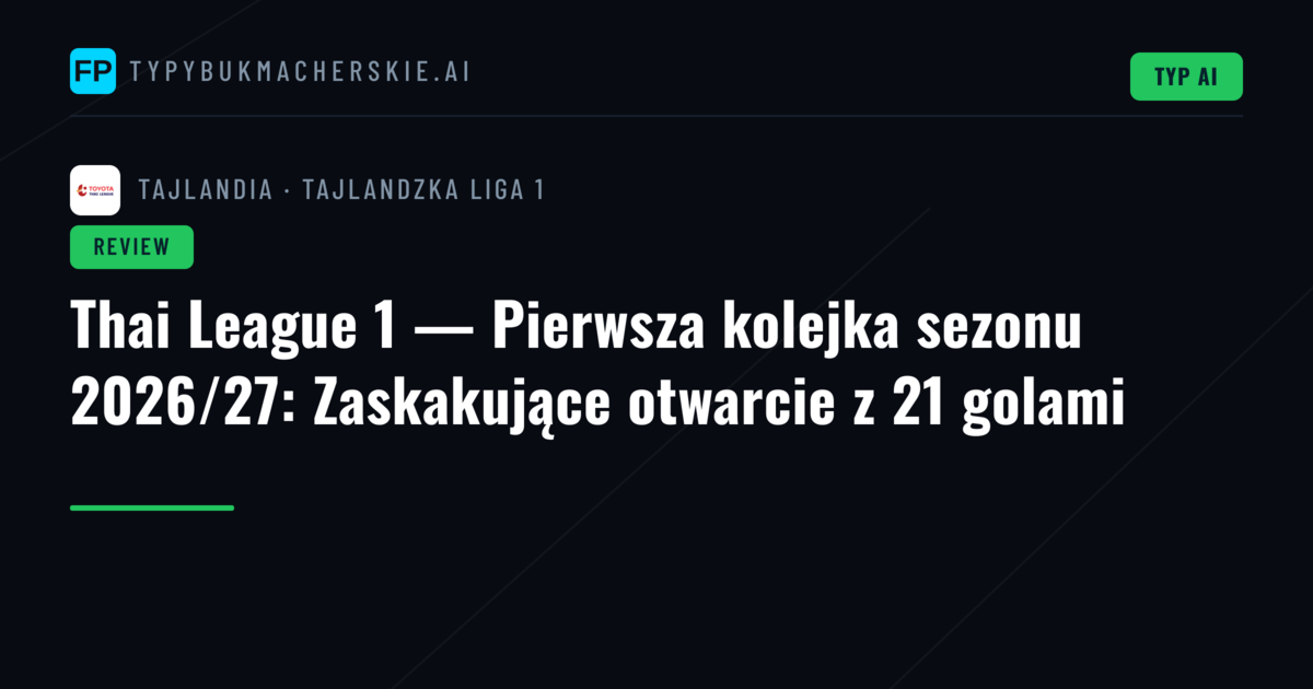 Thai League 1 — Pierwsza kolejka sezonu 2026/27: Zaskakujące otwarcie z 21 golami