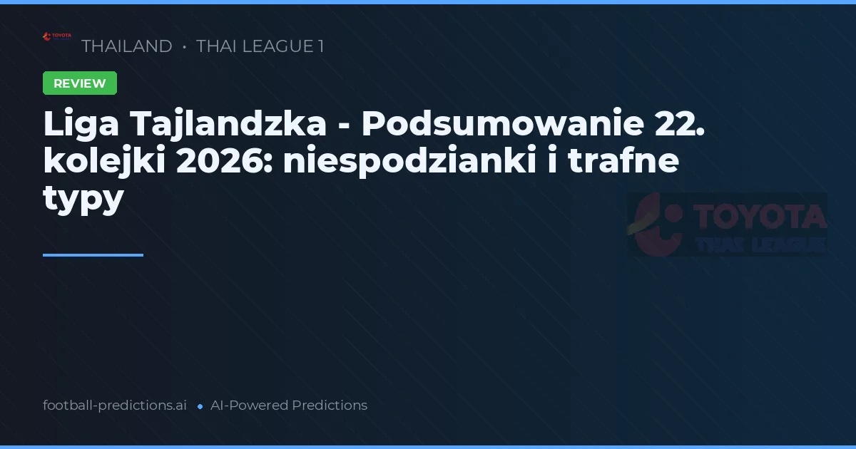 Liga Tajlandzka - Podsumowanie 22. kolejki 2026: niespodzianki i trafne typy