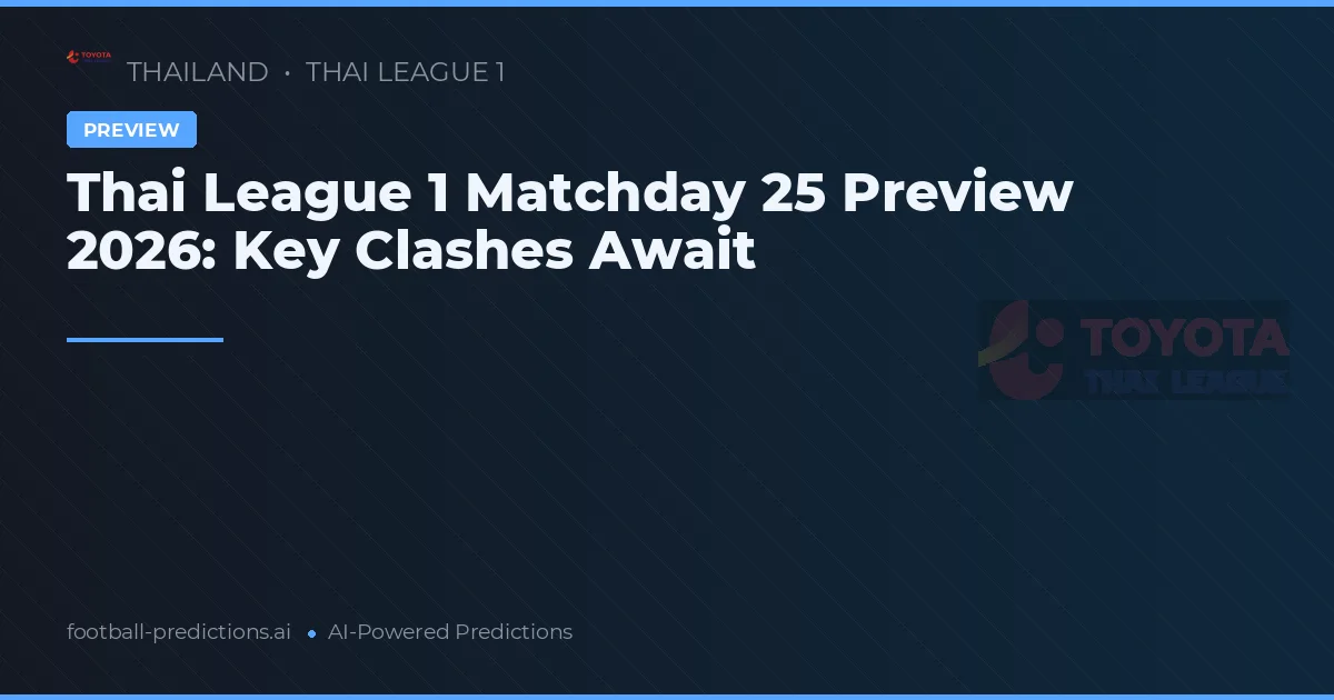 Thai League 1 Matchday 25 Preview 2026: Key Clashes Await