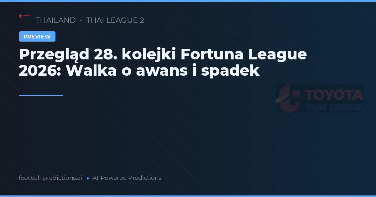 Przegląd 28. kolejki Fortuna League 2026: Walka o awans i spadek