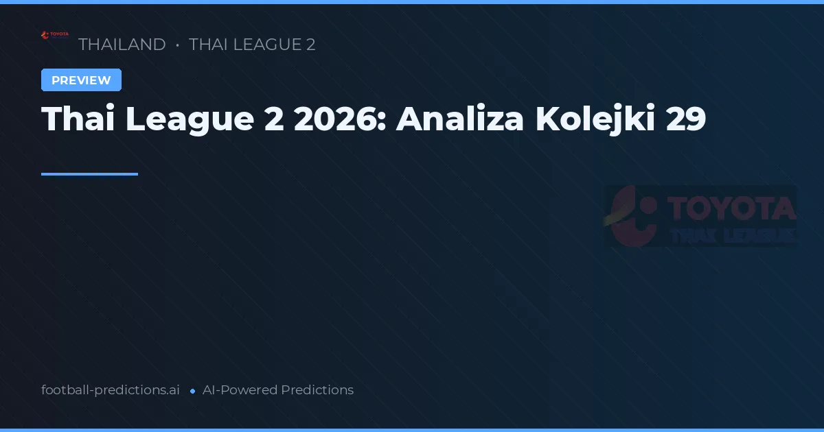 Thai League 2 2026: Analiza Kolejki 29