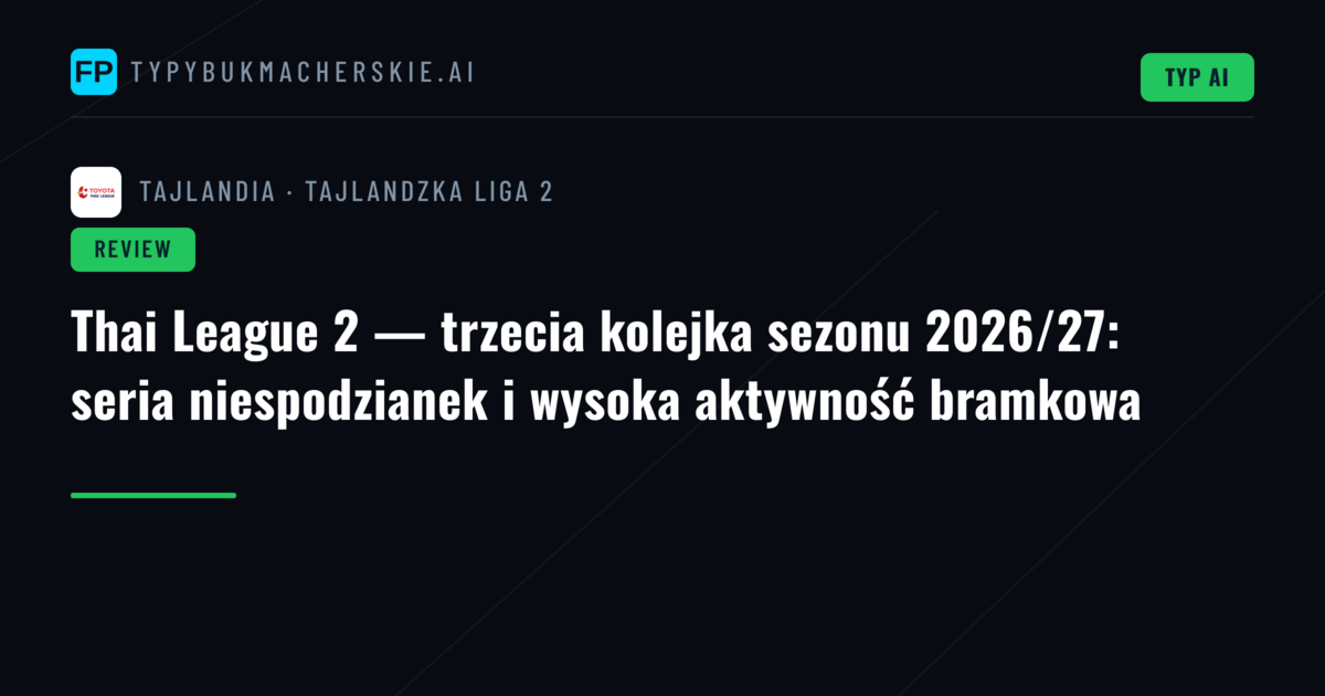 Thai League 2 — trzecia kolejka sezonu 2026/27: seria niespodzianek i wysoka aktywność bramkowa