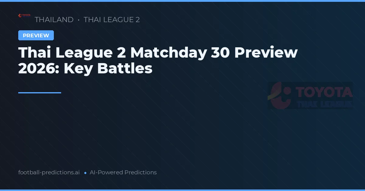 Thai League 2 Matchday 30 Preview 2026: Key Battles