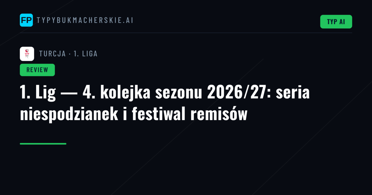 1. Lig — 4. kolejka sezonu 2026/27: seria niespodzianek i festiwal remisów