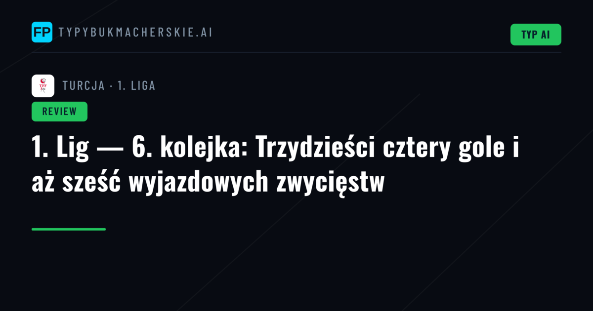 1. Lig — 6. kolejka: Trzydzieści cztery gole i aż sześć wyjazdowych zwycięstw