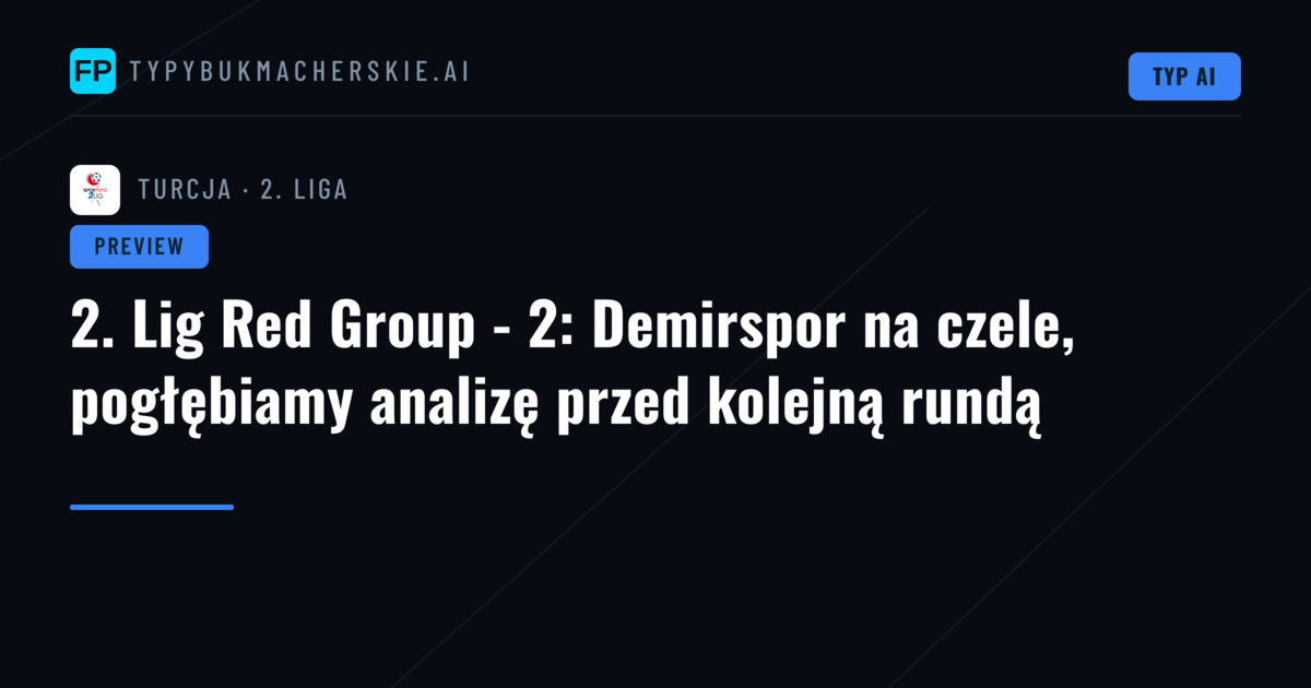 2. Lig Red Group - 2: Demirspor na czele, pogłębiamy analizę przed kolejną rundą