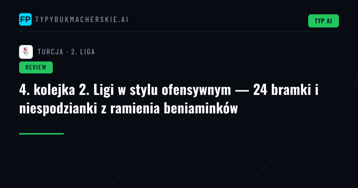 4. kolejka 2. Ligi w stylu ofensywnym — 24 bramki i niespodzianki z ramienia beniaminków