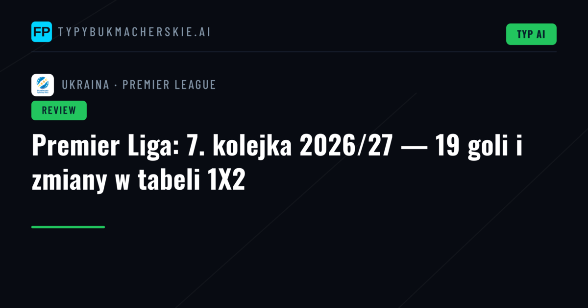 Premier Liga: 7. kolejka 2026/27 — 19 goli i zmiany w tabeli 1X2
