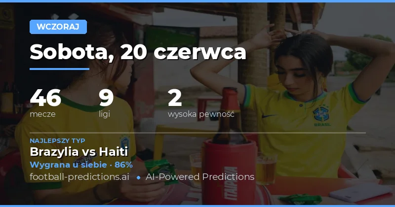 Sobota 20 czerwca 2026 — podsumowanie sobotnich typów