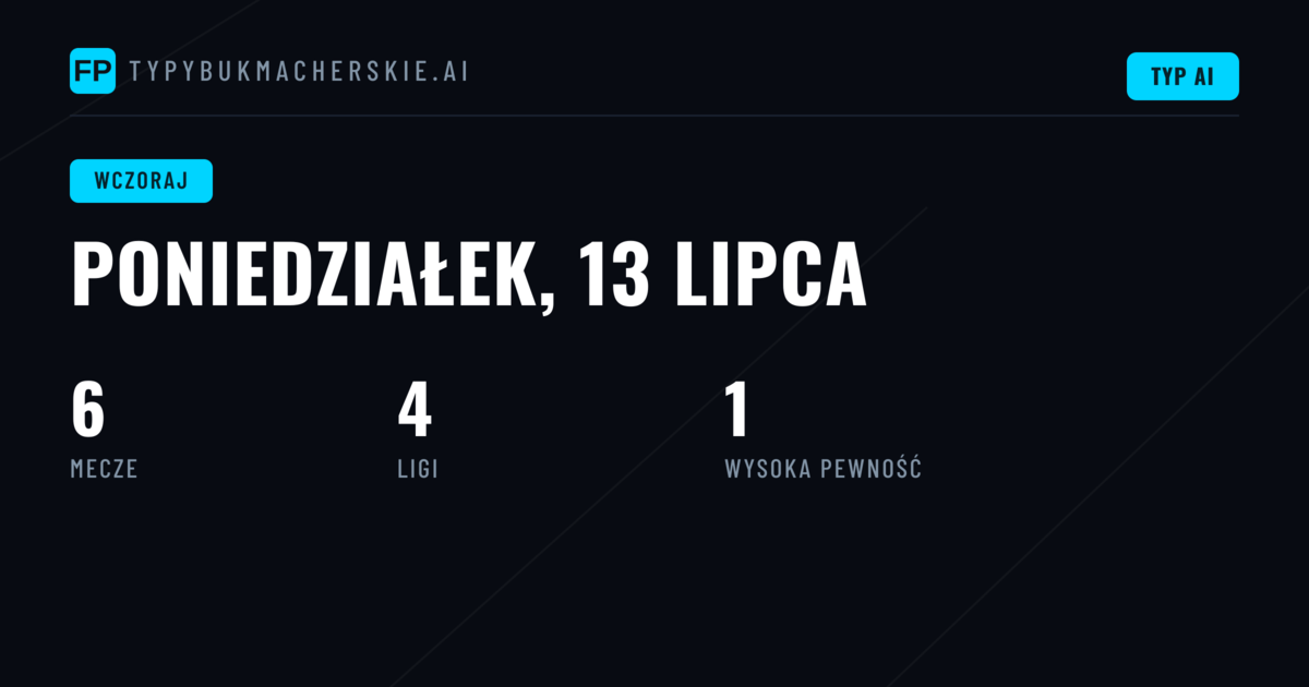 Przegląd poniedziałkowych typów — 13 lipca 2026