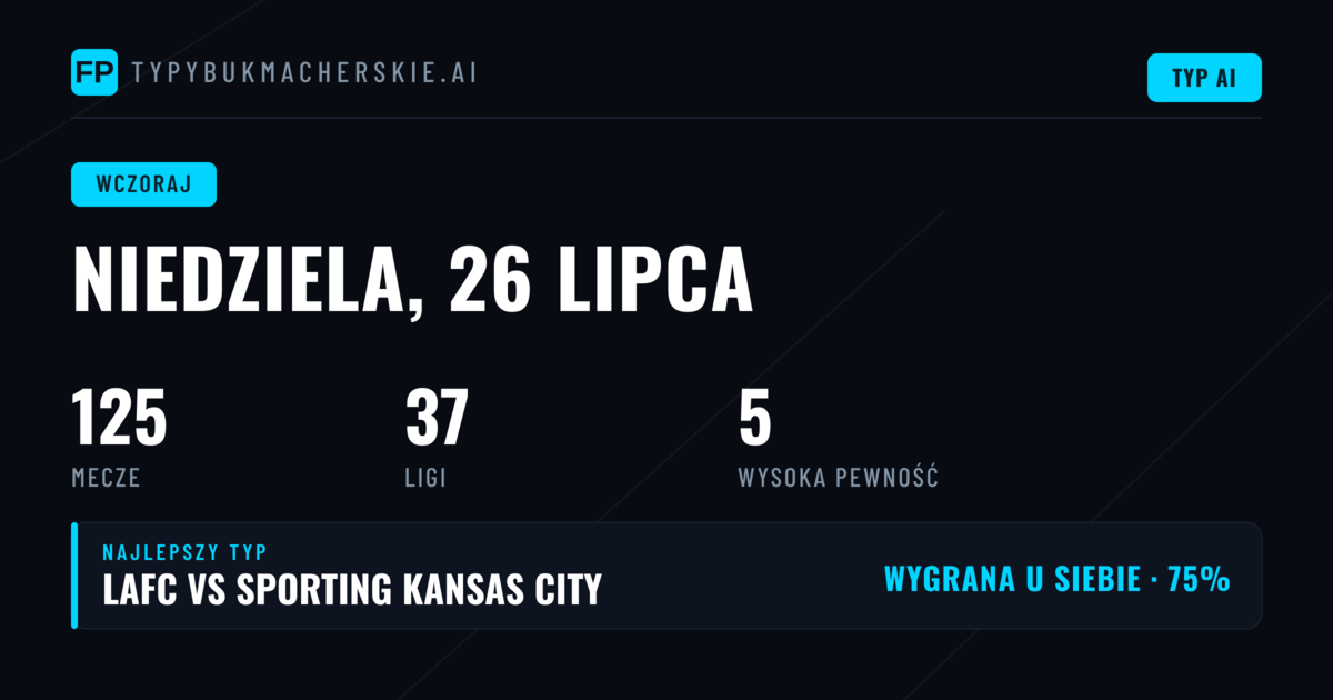 Przegląd niedzielnych typów – 26 lipca 2026