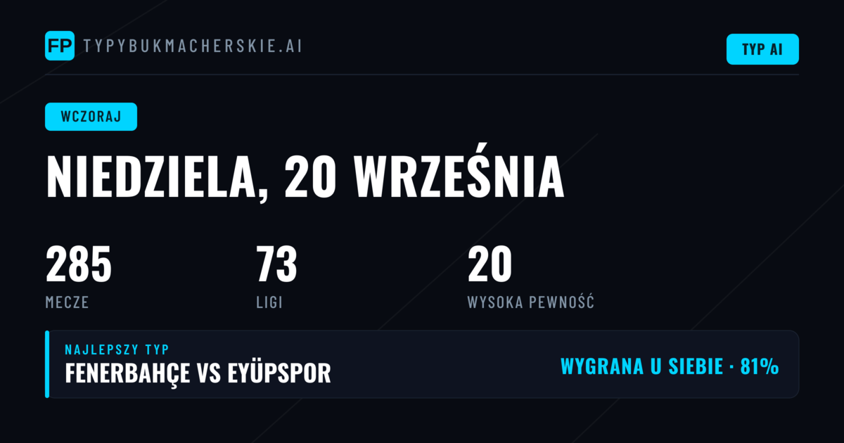 Sezon na żywo: niedziela 20 września 2026
